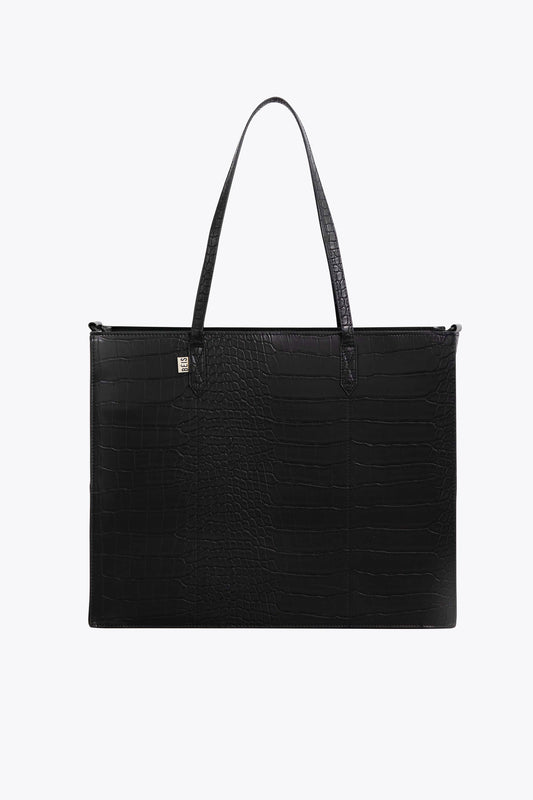 The Large Work Tote in Black Croc