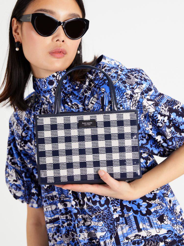 Sam Icon Gingham Sequin Small Tote