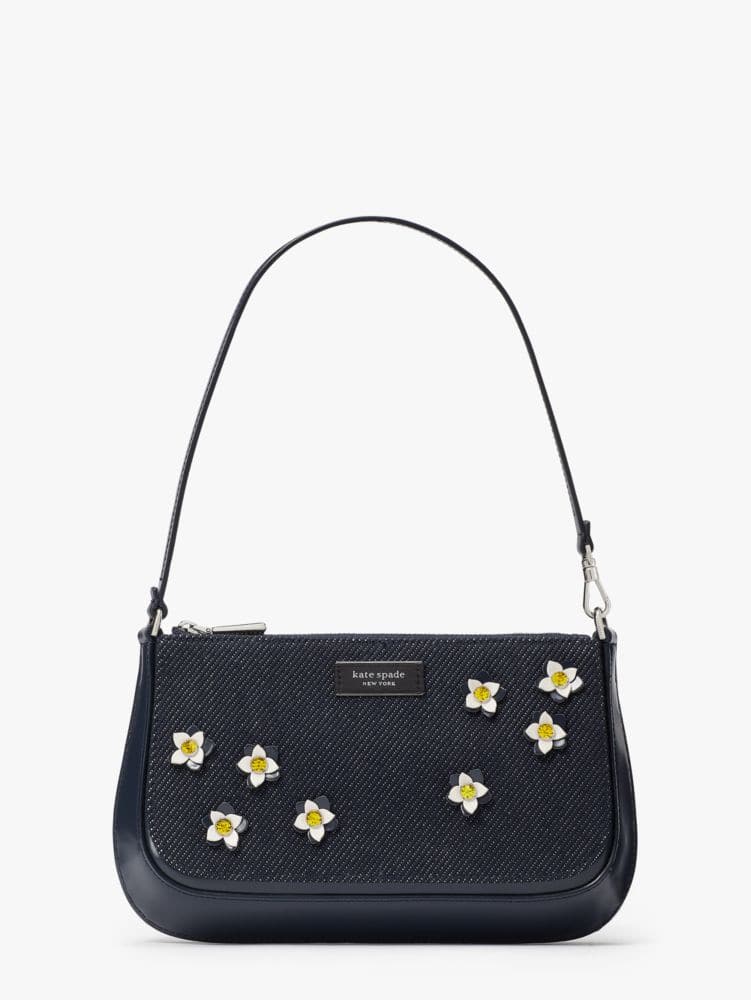 Sam Icon Floral Embellished Denim Mini Pochette