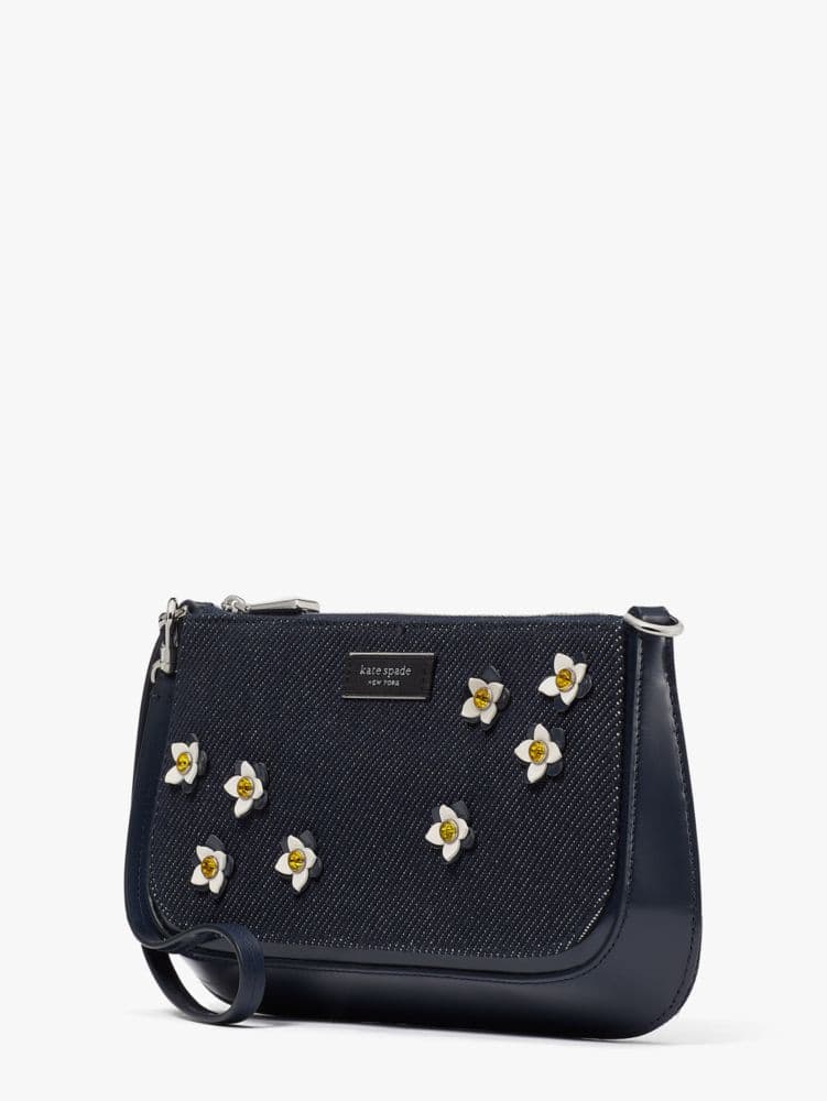 Sam Icon Floral Embellished Denim Mini Pochette