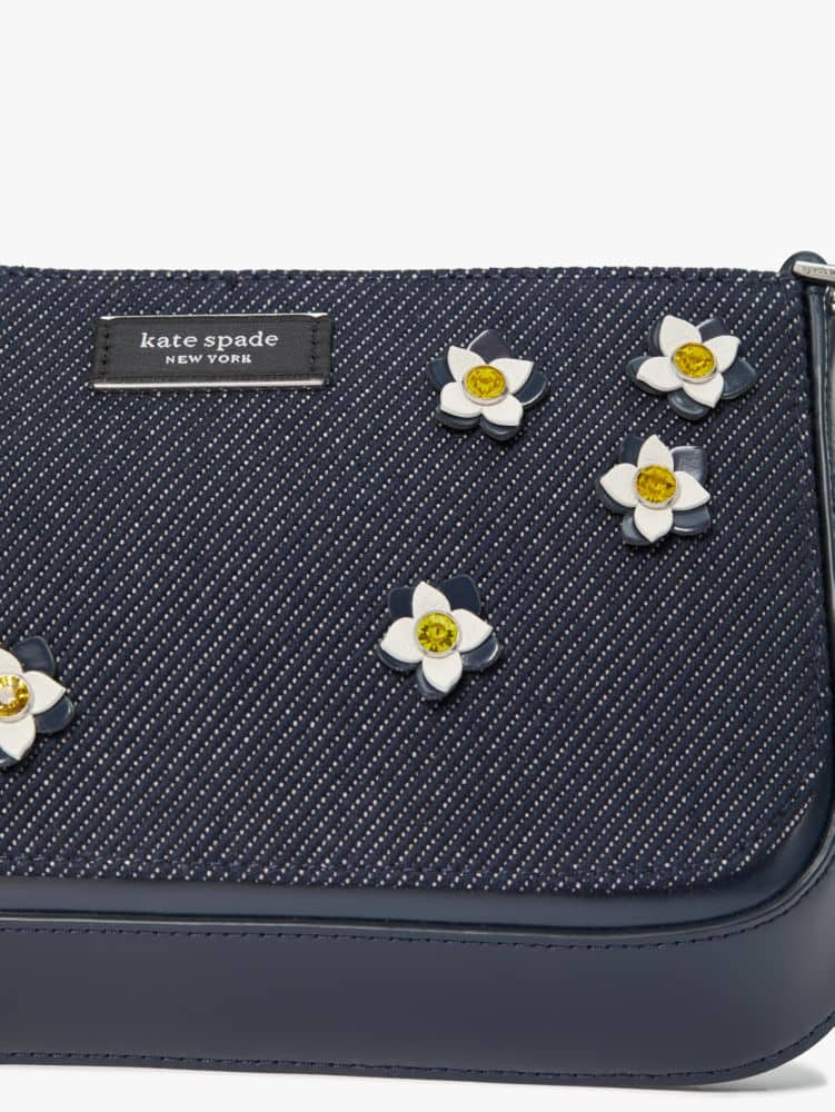 Sam Icon Floral Embellished Denim Mini Pochette