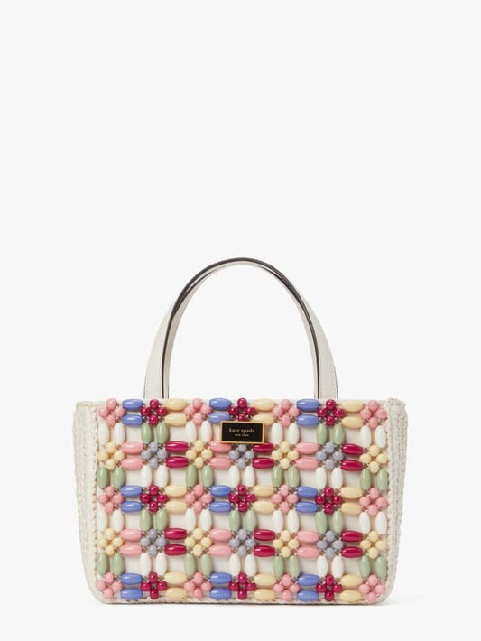 Sam Icon Beaded Raffia Small Tote