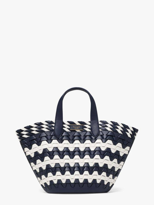 Zigzag Woven Leather Small Tote