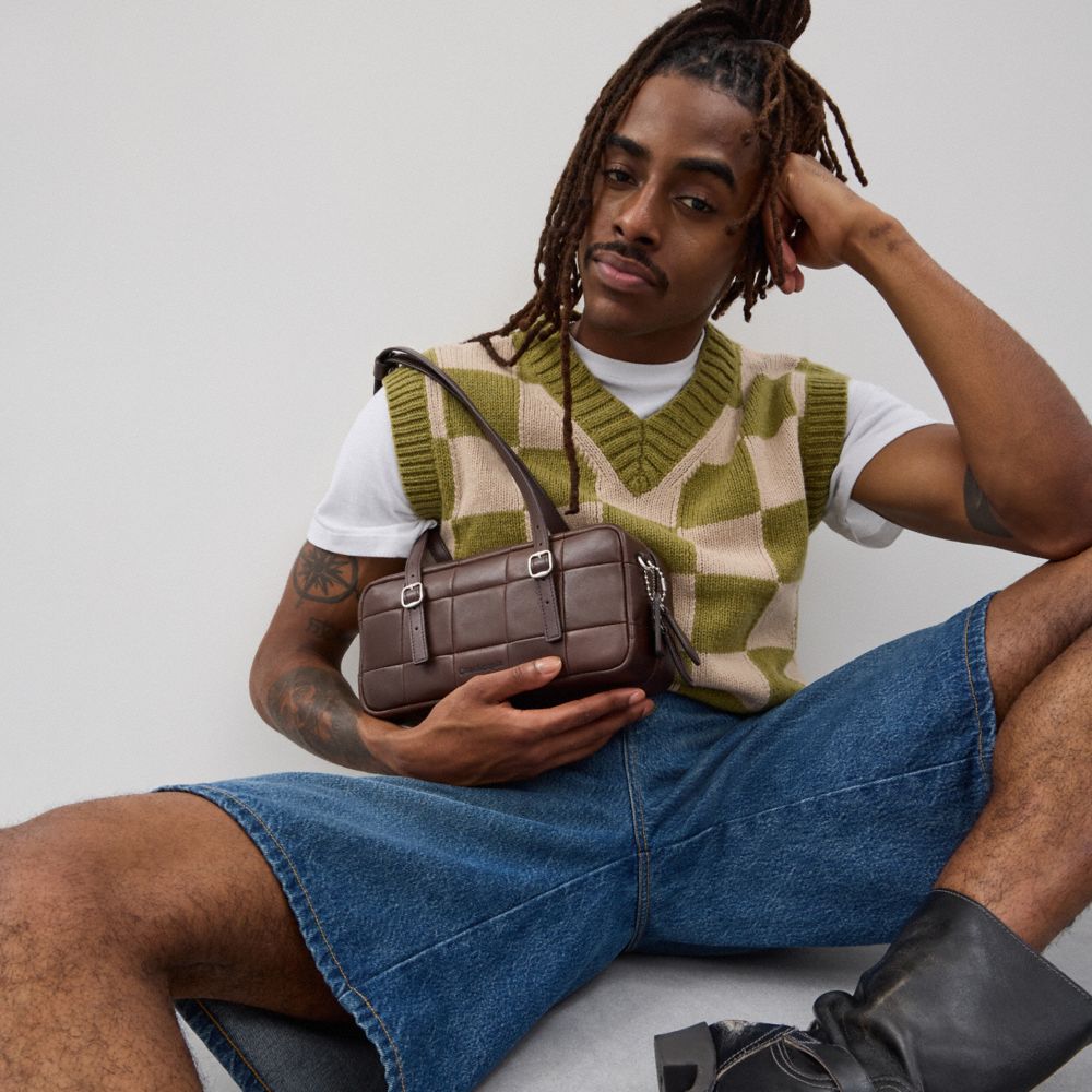 Alter/Ego Satchel Bag In Checkerboard Upcrafted Leather