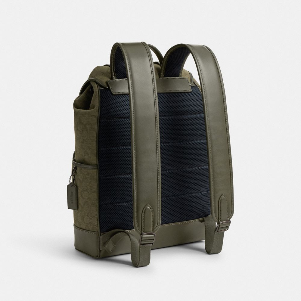 League Flap Backpack In Signature Canvas Jacquard