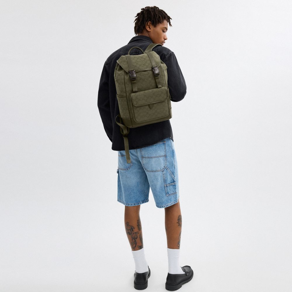 League Flap Backpack In Signature Canvas Jacquard