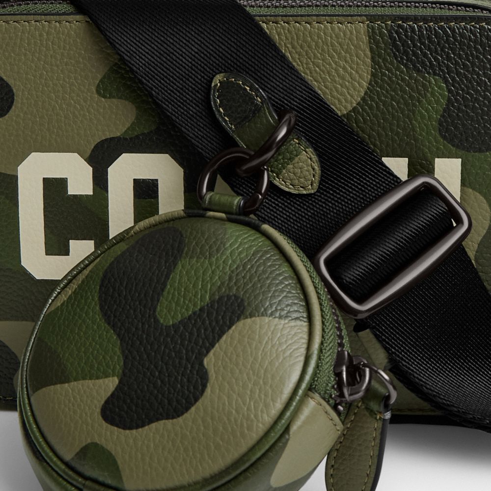 Charter Crossbody 19 With Camo Print And Coach Graphic