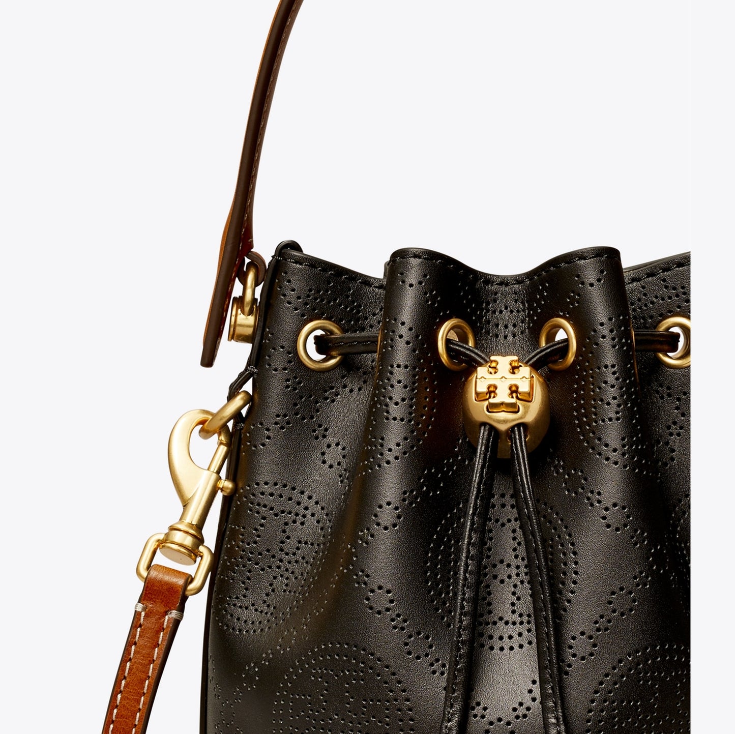 Mini T Monogram Perforated Leather Bucket Bag