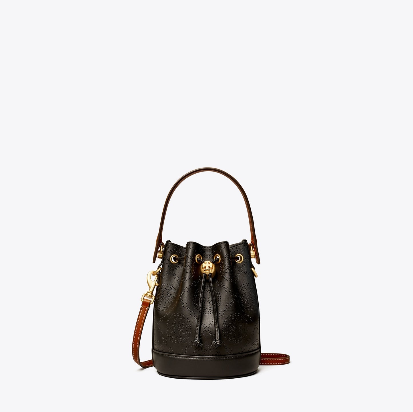 Mini T Monogram Perforated Leather Bucket Bag