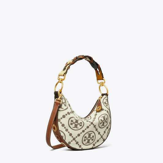 T Monogram Grommet Mini Crescent Bag