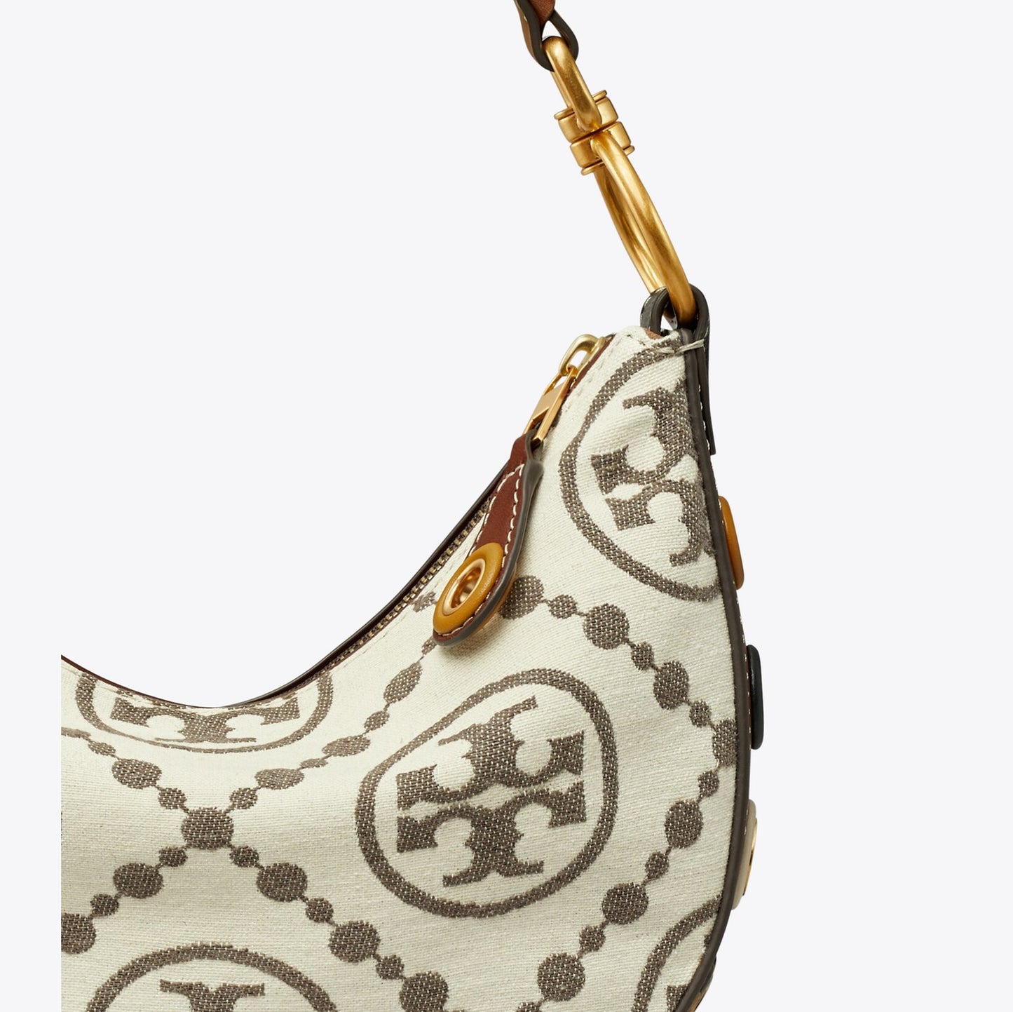 T Monogram Grommet Mini Crescent Bag