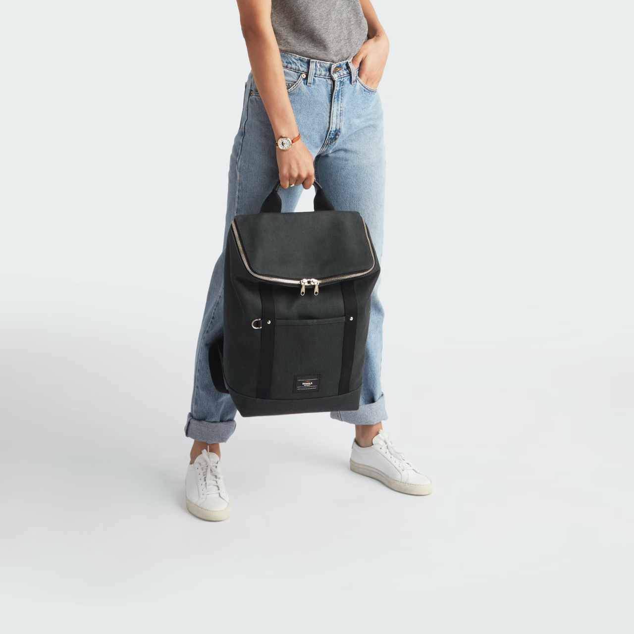 Canvas laptop backpack for work and travel that stands up