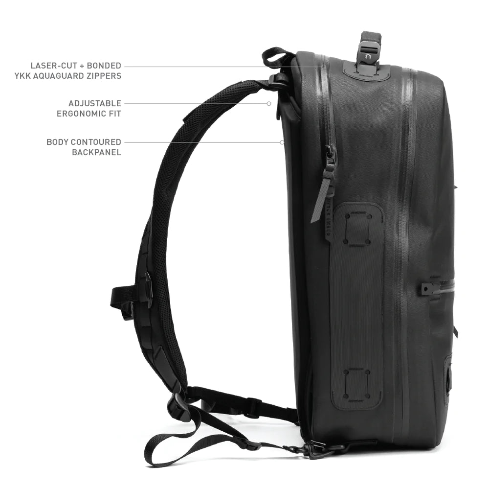 Waterproof minimalist backpack for laptop convertible with water bottle holder