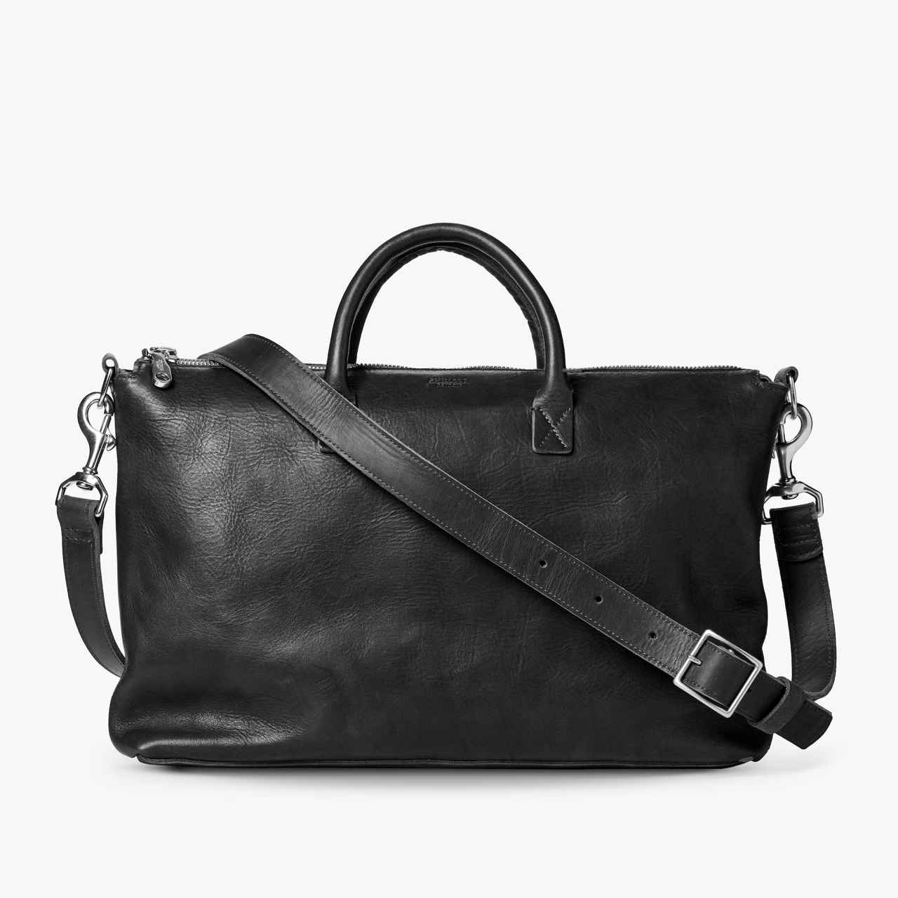 Simple leather brief duffel bag for work laptop