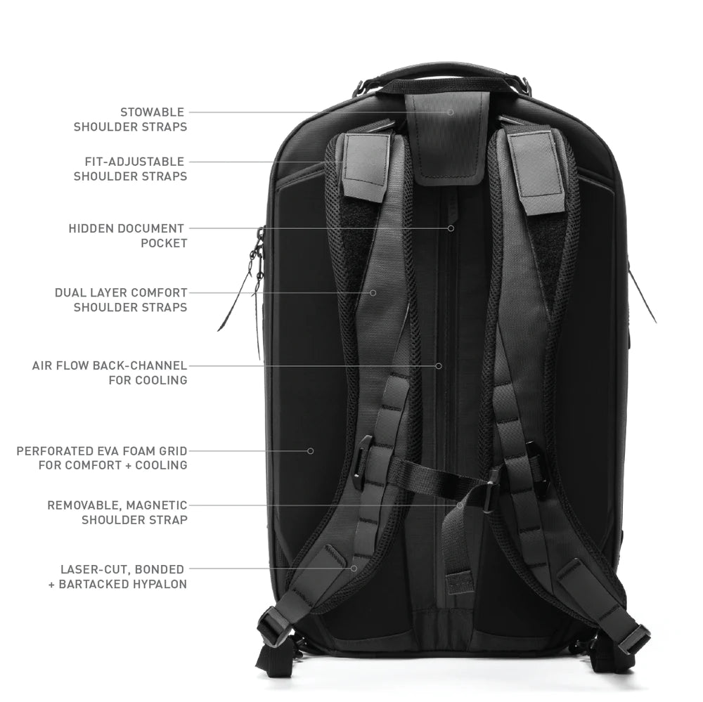 Waterproof minimalist backpack for laptop convertible with water bottle holder