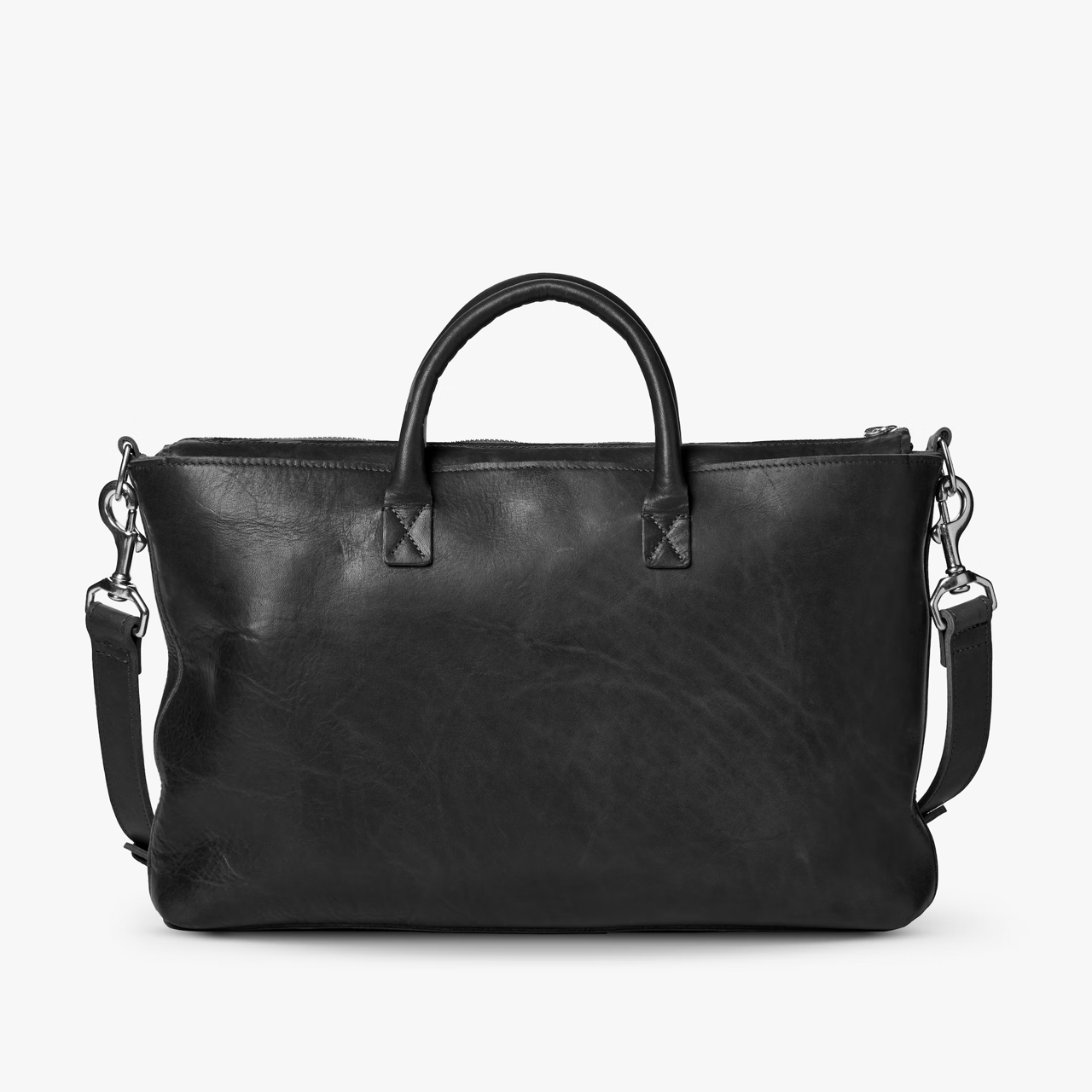 Simple leather brief duffel bag for work laptop