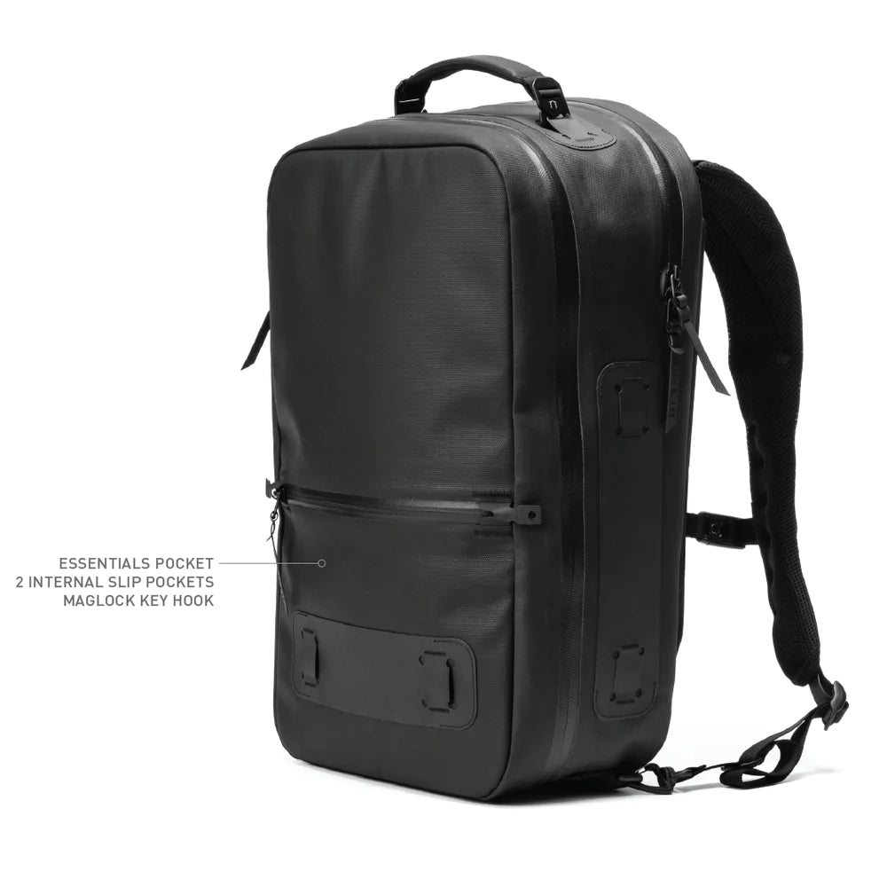 Waterproof minimalist backpack for laptop convertible with water bottle holder